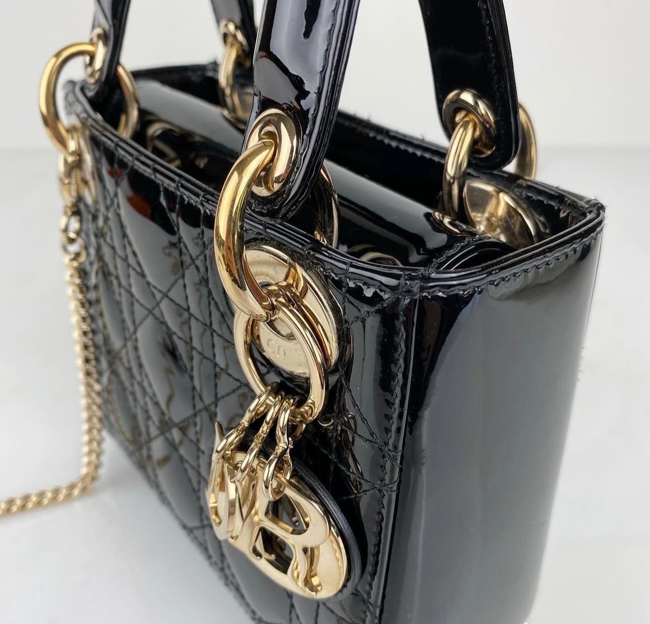 Mini Lady Dior Bag – Black Patent Leather - Image 3
