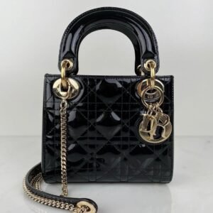 Mini Lady Dior Bag – Black Patent Leather