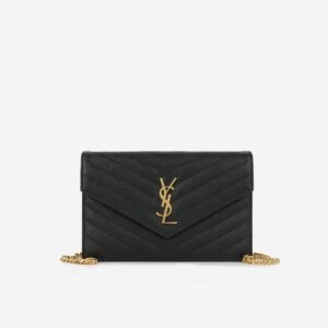 Saint Laurent Mini Cassandre Wallet on Chain – Black
