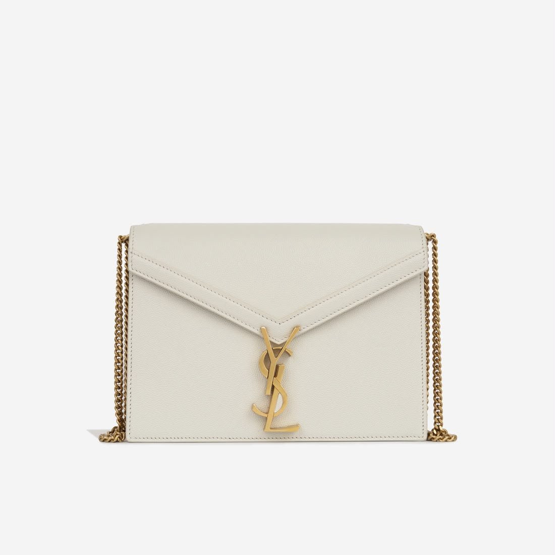 Saint Laurent Medium Cassandra Chain Bag – White