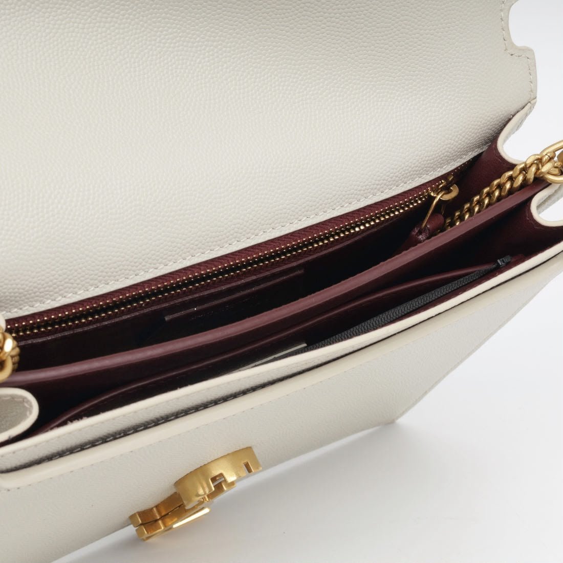 Saint Laurent Medium Cassandra Chain Bag – White - Image 5