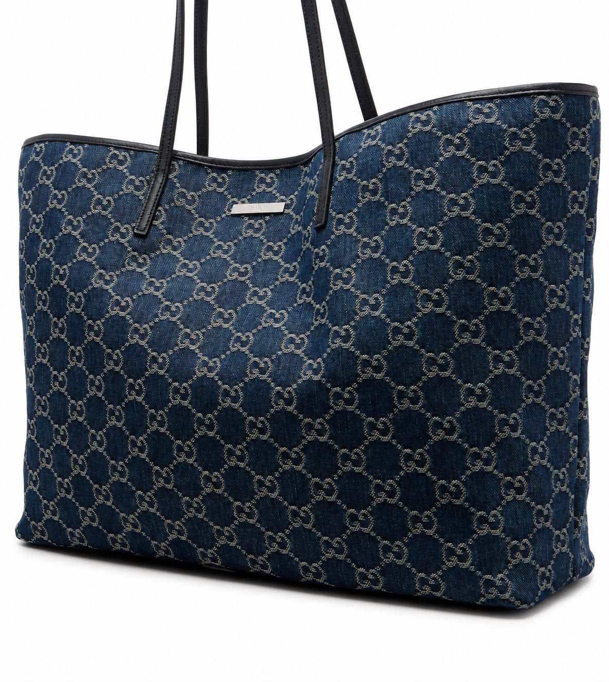 Essence Large Leather-Trimmed Denim Tote Bag - Image 3