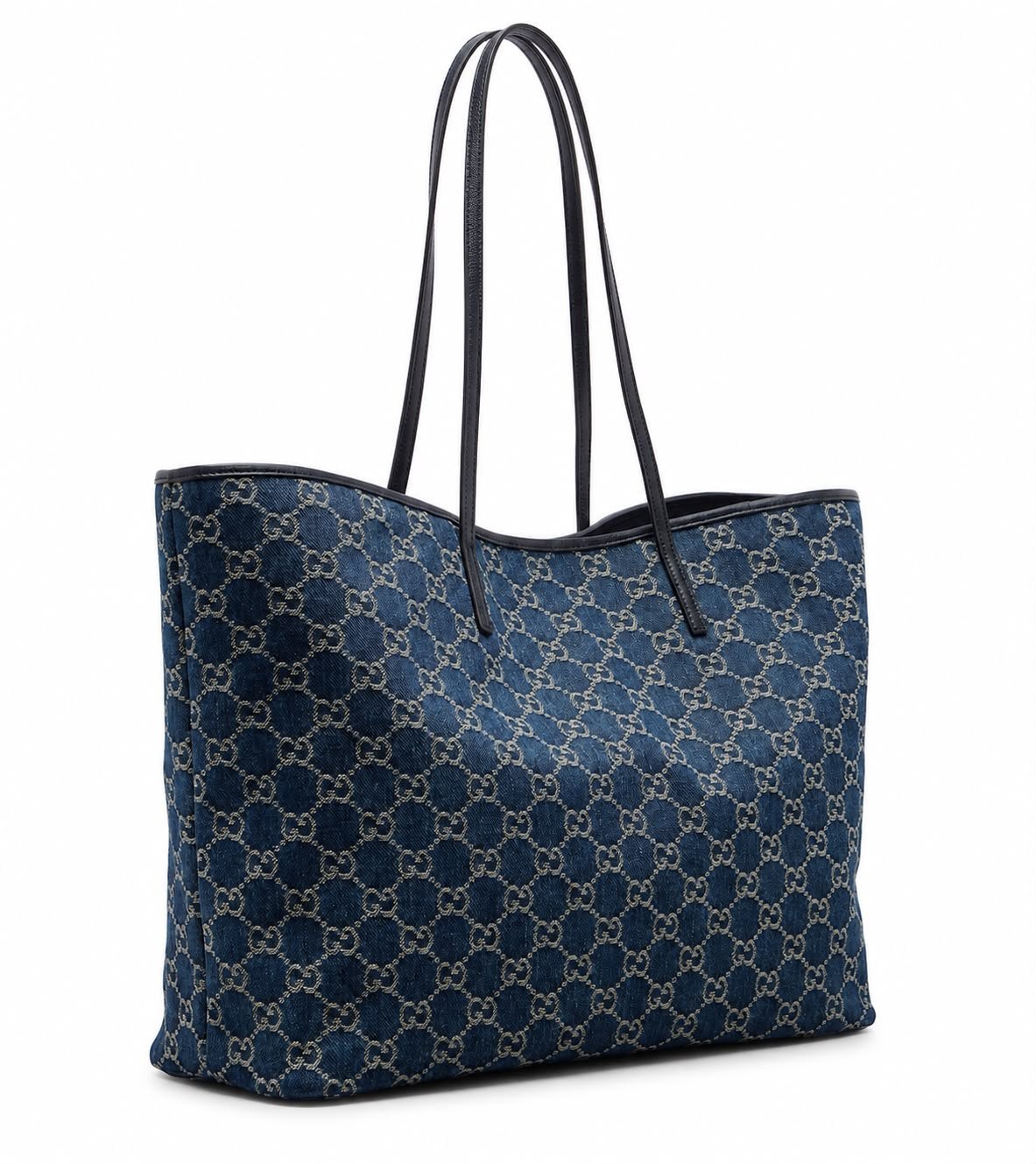 Essence Large Leather-Trimmed Denim Tote Bag - Image 2
