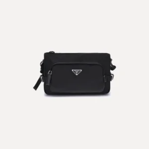 Prada Shoulder Bag in Re-Nylon & Saffiano Leather – Black