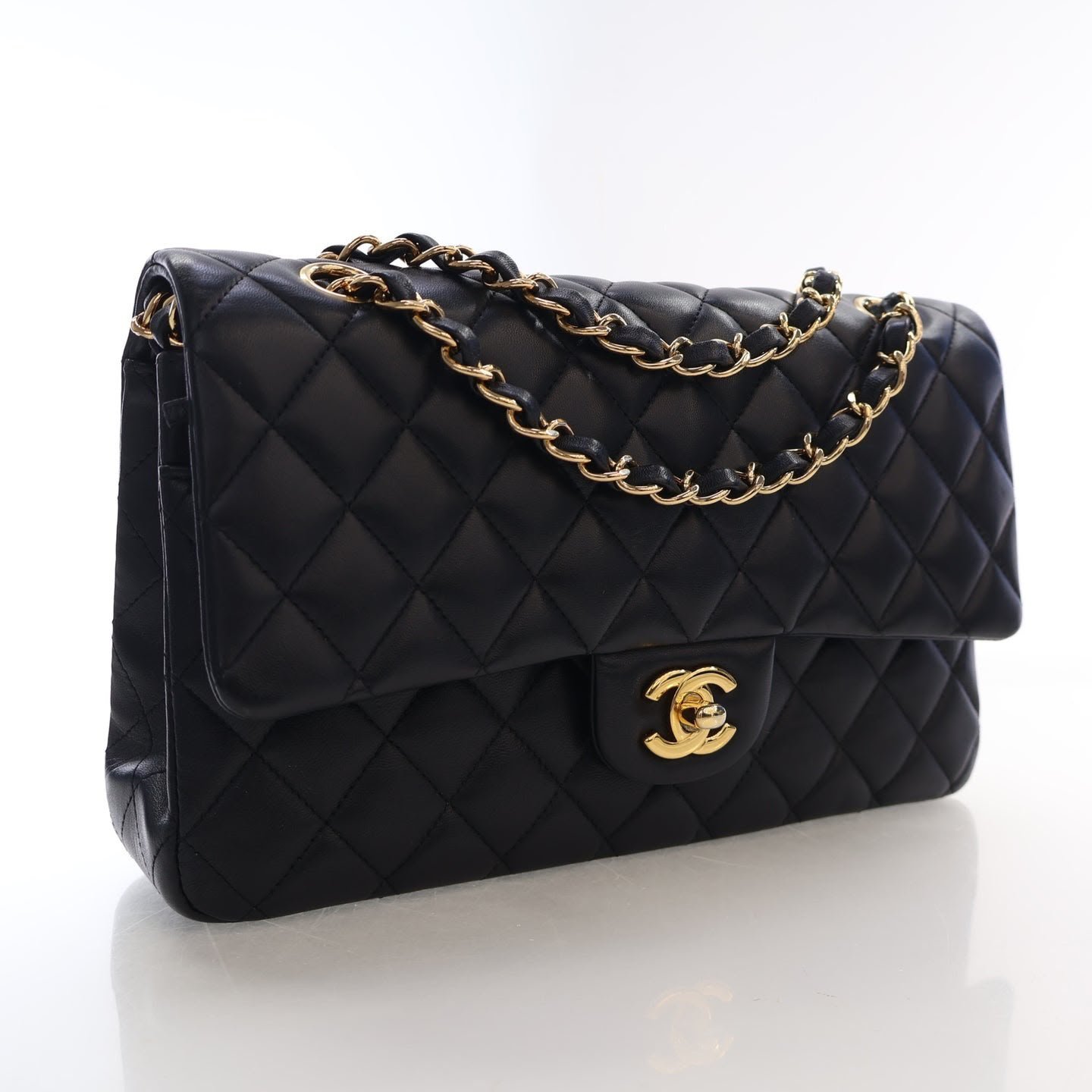 Chanel Classic Medium Double Flap Bag – Black Lambskin - Image 2