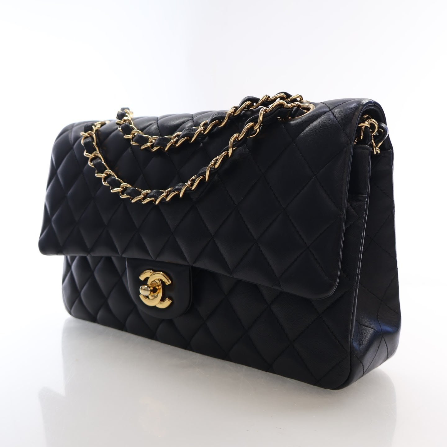 Chanel Classic Medium Double Flap Bag – Black Lambskin - Image 3
