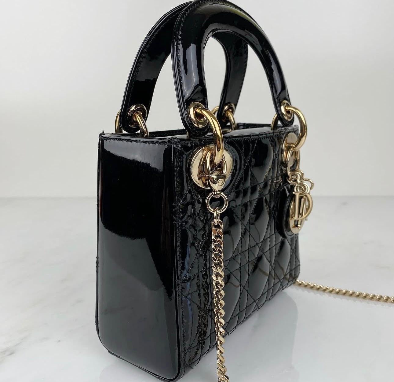 Mini Lady Dior Bag – Black Patent Leather - Image 5