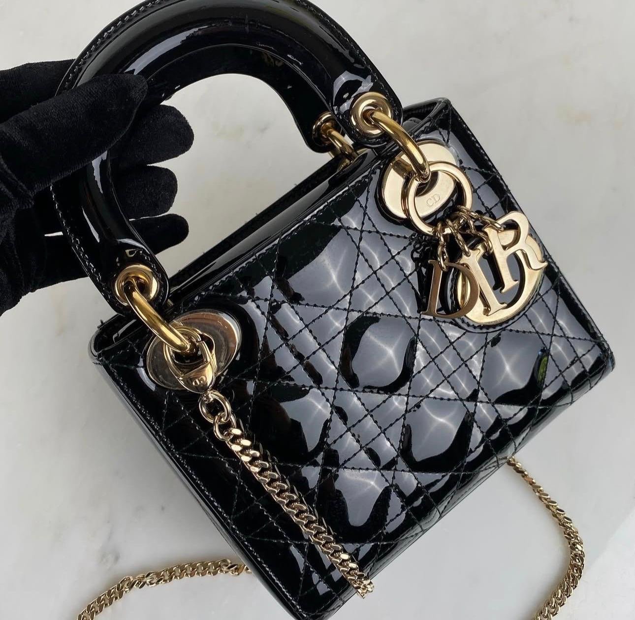 Mini Lady Dior Bag – Black Patent Leather - Image 4