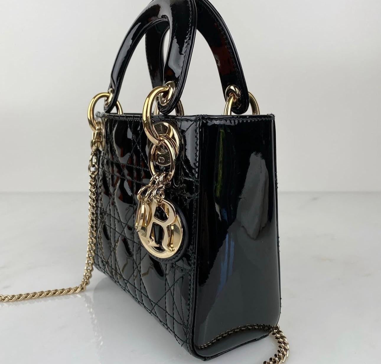 Mini Lady Dior Bag – Black Patent Leather - Image 2