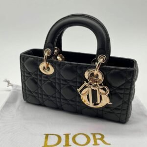Dior Small Lady D-Joy Bag – Black Lambskin with Gold Hardware