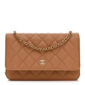 Chanel Caviar Quilted Wallet on Chain – Dark Beige